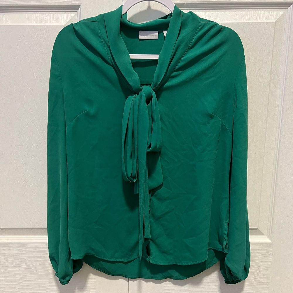 NY&C Green Tie Neck Blouse
